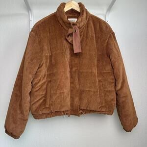 L Women’s Ashley by 26 International Corduroy Bomber Jacket Burnt Orange